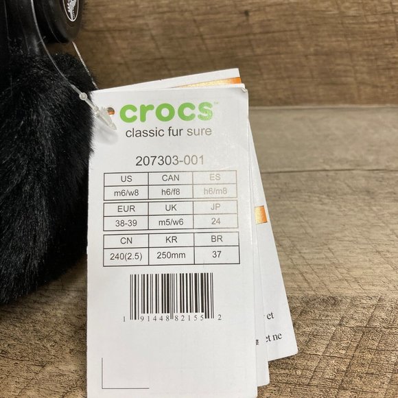 Crocs Women's Classic Fur Sure Black Fur Fuzzy Clogs Size 8 Shoes BRAND NEW - Picture 10 of 10